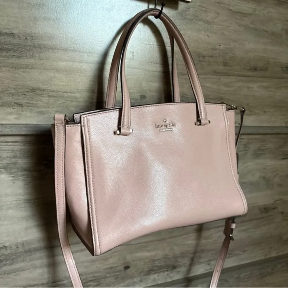 Kate Spade Light Pink Leather Purse with Handles & Shoulder Strap see INFO